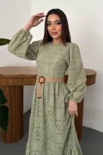 Toptan Mint Dantelli Elbise