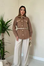 Wholesale Camel Stamp Gold Buttoned Shirt