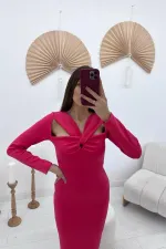 Robe plissée fuchsia en gros