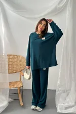 Ensemble pull et pantalon côtelé classique Petrol en gros