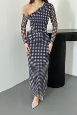 Robe en tulle à carreaux bleu marine en gros