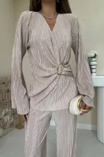 Toptan Bej Toka Detaylı Pilise Takım