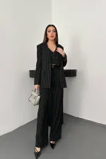 Ensemble veste, gilet et pantalon rayés noirs en gros