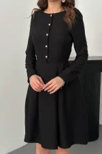 Toptan Siyah Kısa Klasik Elbise