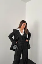 Toptan Siyah Çizgili Üçlü Takım