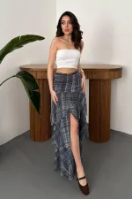 Jupe à carreaux bleus superposée en gros