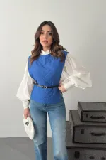 Toptan Mavi Kemerli Gömlek Ve Panço Takım