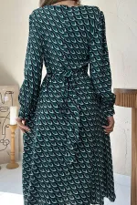 Robe verte fluide à motifs en gros