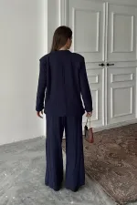 Toptan Lacivert Oversize Müslin Takım