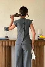 Ensemble de chemises à boutons de manchette gris Zero en gros