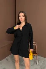 Toptan Siyah Alaçatı Keten Takım