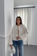 Wholesale Ecru Plush Short Jacket