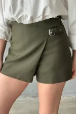 Jupe courte à boucles kaki en gros