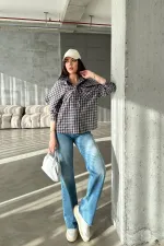 Toptan Kahverengi Ekose Gömlek