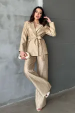 Toptan Gold Parlak Beli Kuşaklı Takım