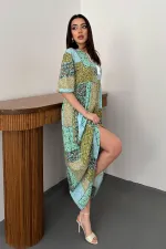 Robe verte décontractée à motifs en gros