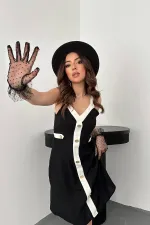 Robe à bretelles brodée noire écrue en gros