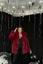 Manteau de fourrure bordeaux en gros
