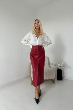 Jupe fendue et brodée bordeaux en gros