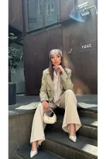 Toptan Haki Uzun Kemerli Trençkot