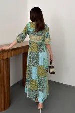Robe verte décontractée à motifs en gros