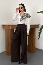 Pantalons plissés marron en gros