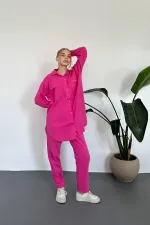 Ensemble chemise et pantalon délavés fuchsia en gros