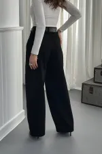 Toptan Siyah Geniş Paça Jeans Pantolon