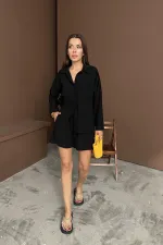 Toptan Siyah Alaçatı Keten Takım