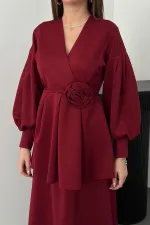 Costume détaillé bordeaux rose en gros