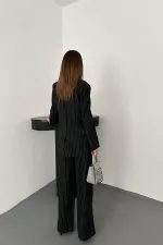 Ensemble veste, gilet et pantalon rayés noirs en gros