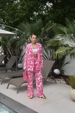 Ensemble veste et pantalon fuchsia en gros