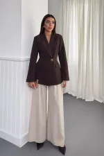 Veste blazer marron cintrée en gros