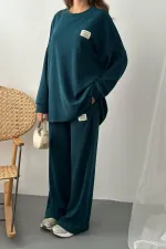Ensemble pull et pantalon côtelé classique Petrol en gros