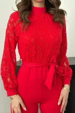 Combinaison en dentelle rouge en gros