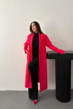 Toptan Fuşya Kuşaklı Midi Kaban