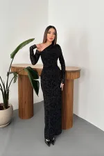 Toptan Siyah Transparan Elbise