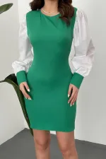 Robe Atlas en Dacron à manches émeraude en gros