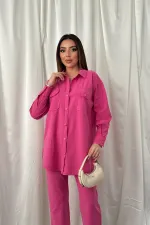 Ensemble chemise fuchsia et pantalon à pression en gros