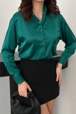 Toptan Zümrüt Saten Gömlek