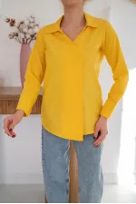 Chemise jaune à boutons en gros