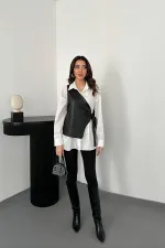 Toptan Beyaz Yandan Bağlamalı Yelek Gömlek