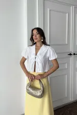 Toptan Beyaz Yakası Dantelli Gömlek