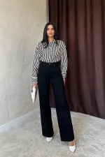 Toptan Siyah Çizgili Gömlek