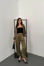 Survêtement rayé en satin et velours menthe, vente en gros