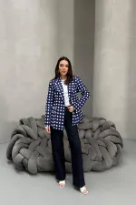 Veste blazer bleu marine à pois en gros