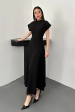 Toptan Siyah Göğüs Büzgülü Elbise