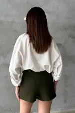 Jupe courte à boucles kaki en gros