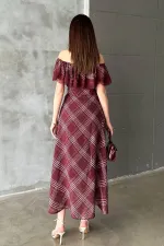 Robe en dentelle à carreaux prune en gros