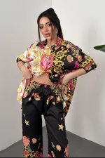 Toptan Sarı Gömlek Ve Desenli Pantolon Takım